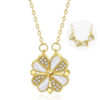 Luxury Four Leaf Clover Pendant Necklace Stainless Steel Crystal Heart Jewelry For Women Gift - Image 6
