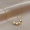 Luxury Four Leaf Clover Pendant Necklace Stainless Steel Crystal Heart Jewelry For Women Gift - Image 2